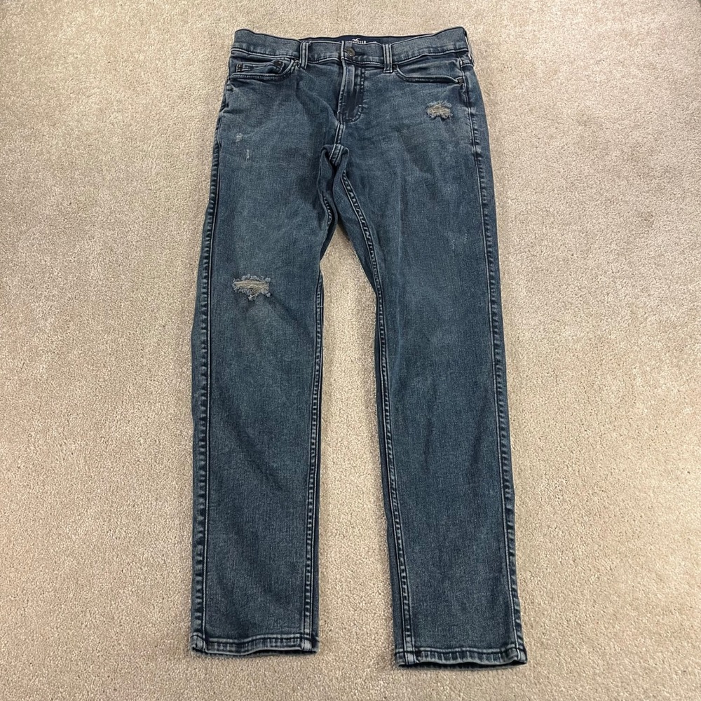 Hollister Skinny Jeans Mens 30x30 Dark Wash Distressed Advanced Stretch